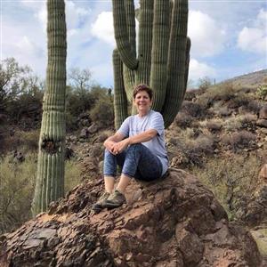 Barb Preston taking a break during her favorite hike 