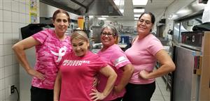 Staff and students wear pink to raise awareness for breast cancer. 